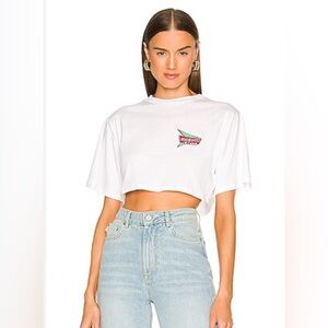 Fiorucci white cropped tee, size small, excellent condition